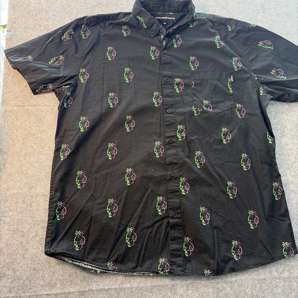 molokai surf co shirt xxl Black Skull With Palm Tree
